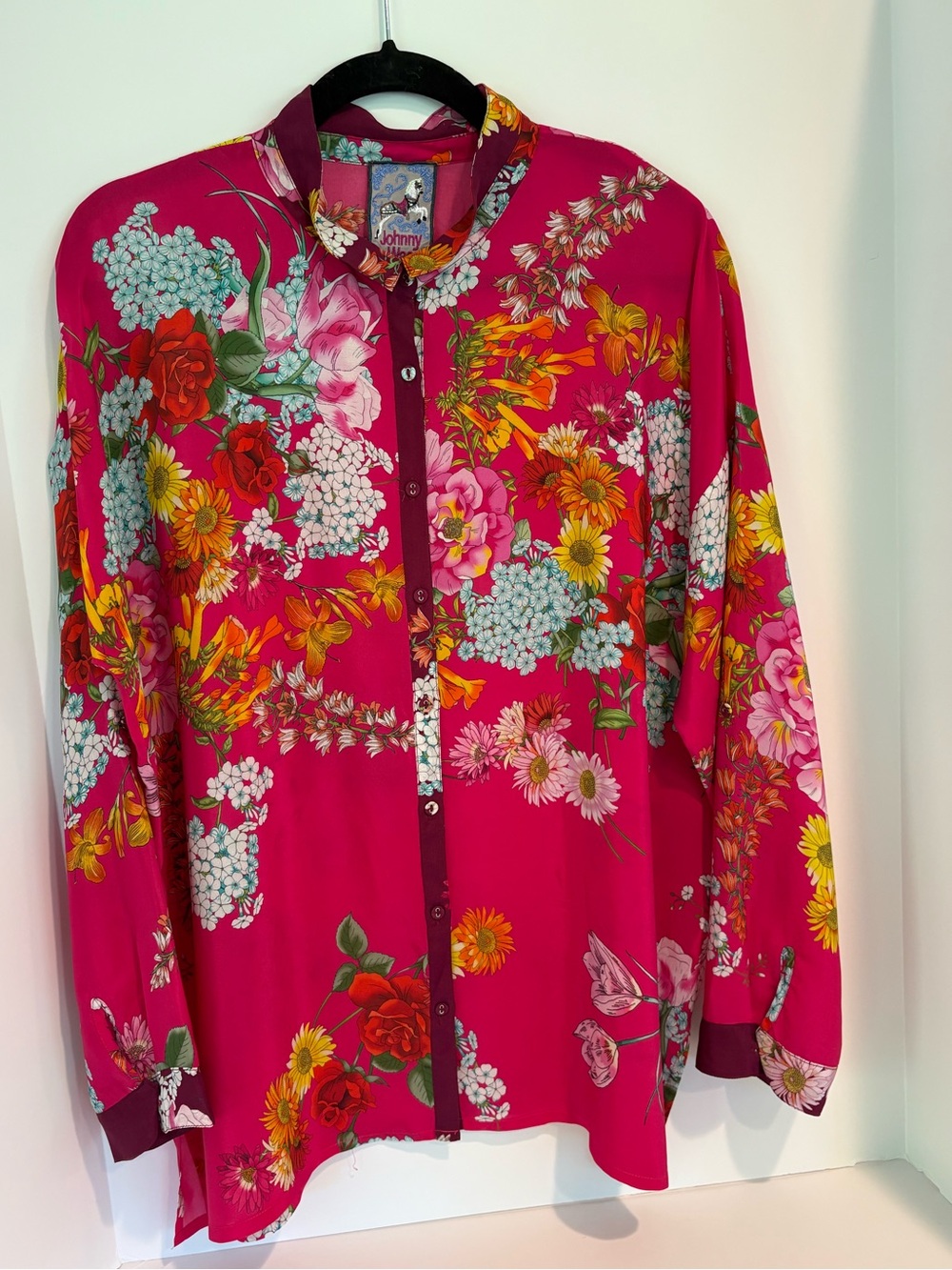 Johnny Was Golden Bouquet Selene Silk Button-down Size Medium